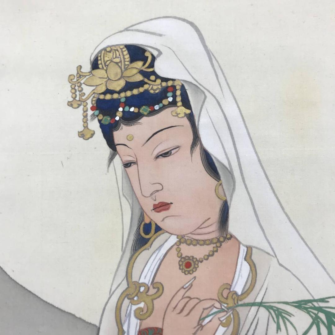 【真作】来象/観音図/雲上観音図/掛軸/名家伝来/AC-643