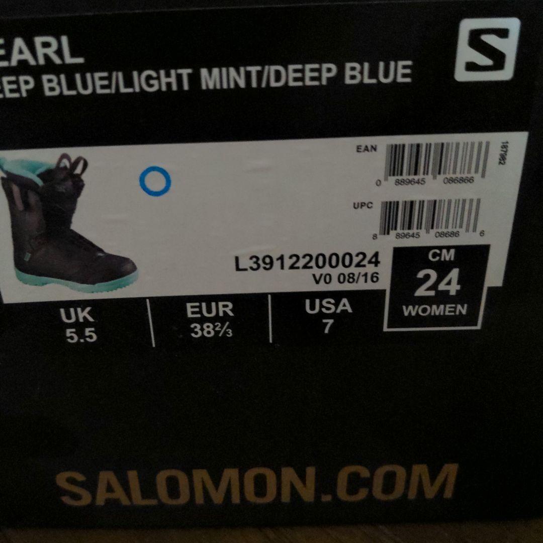 新品Salomon Pearl スノーボードブーツ 深青/ミント