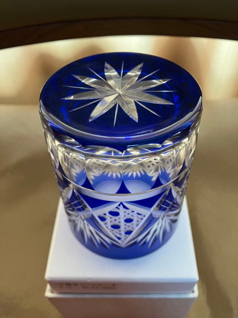江戸切子 田島硝子 八角籠目 菊底 オールド ロックグラス ルリ TG98-23