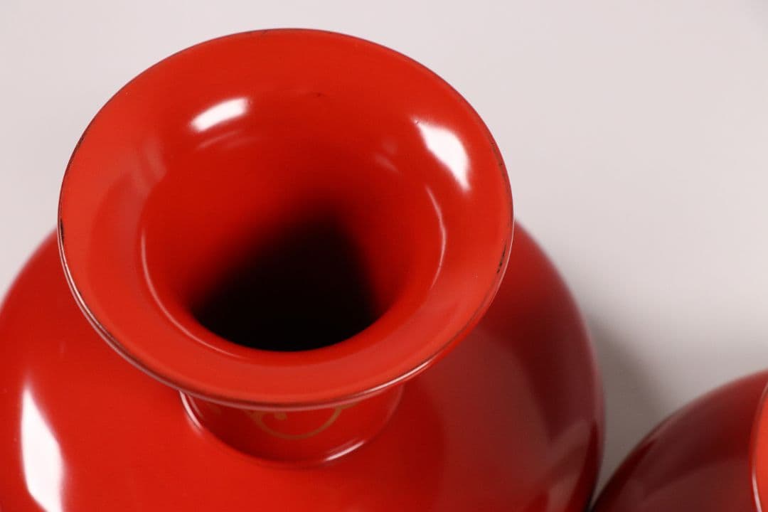 MA454 時代 桐唐草金蒔絵 朱塗 高茶台一対 天目台 赤絵 茶器 茶碗 木製