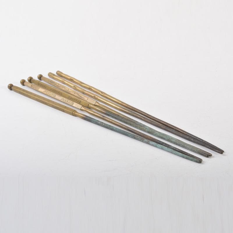 茶道具　黄銅　神獣文　火箸　三組まとめて　C　6466