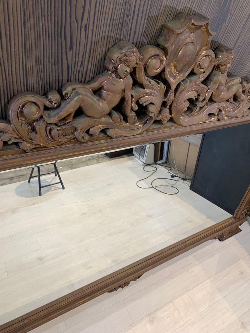 バロックスタイル 鏡 天使彫刻付き