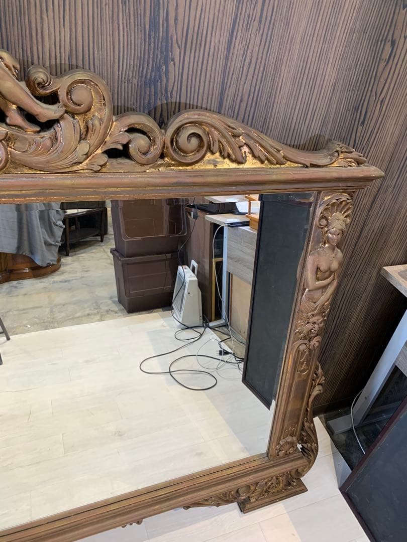 バロックスタイル 鏡 天使彫刻付き