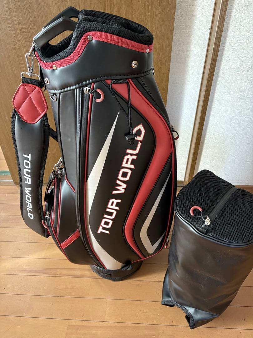 良品　ホンマ　TOUR WORLD キャディバッグ 黒/赤　9インチ