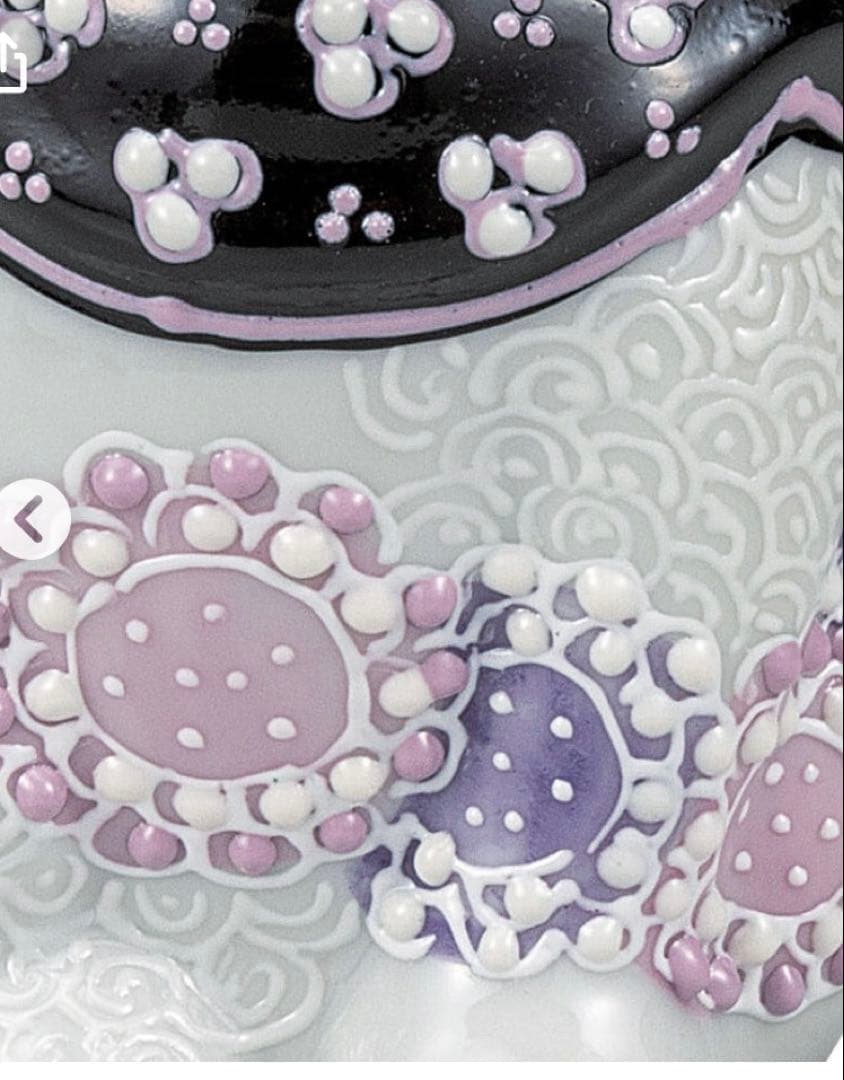 新品未使用✨招き猫 九谷焼き 友山窯 陶器製 置物 左手金運 花むらさき 箱付き