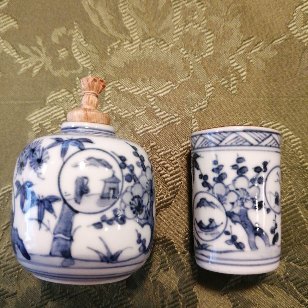 木製茶箱と金彩茶碗セット