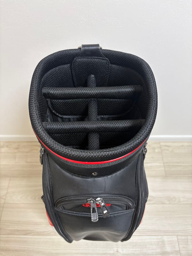 adidas キャディバッグ 赤黒ストライプ