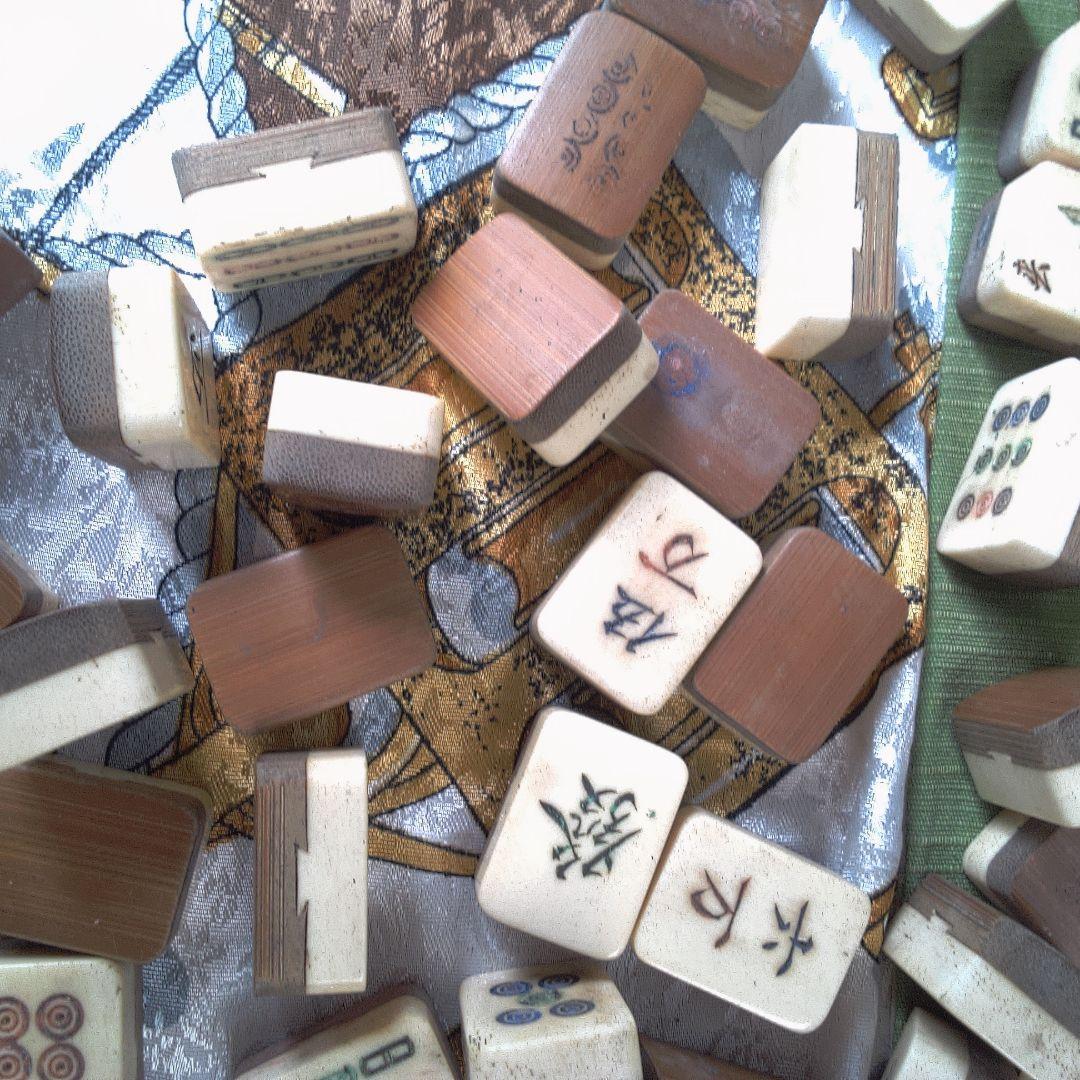 木製麻雀牌セット 収納ボックス付き 蓋無し 汚れ