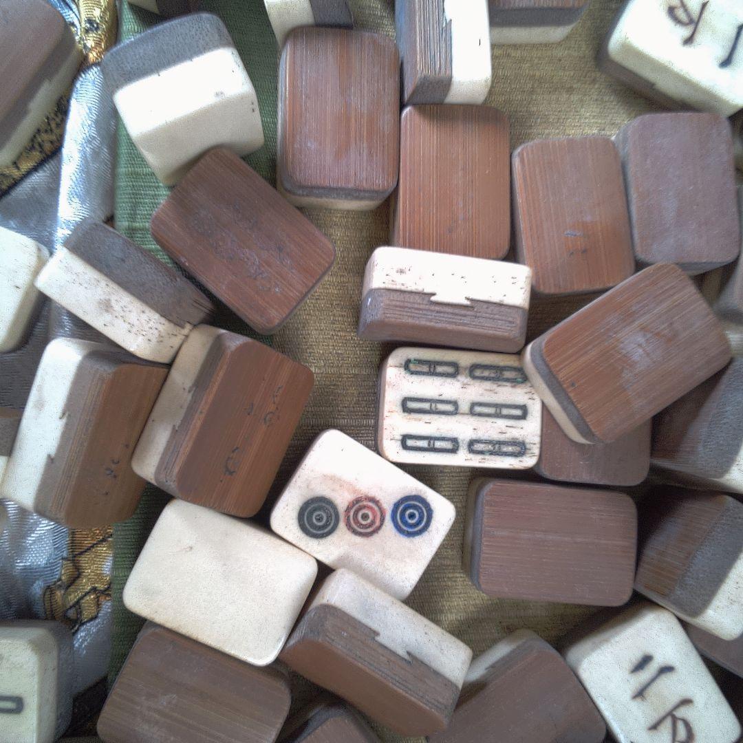 木製麻雀牌セット 収納ボックス付き 蓋無し 汚れ