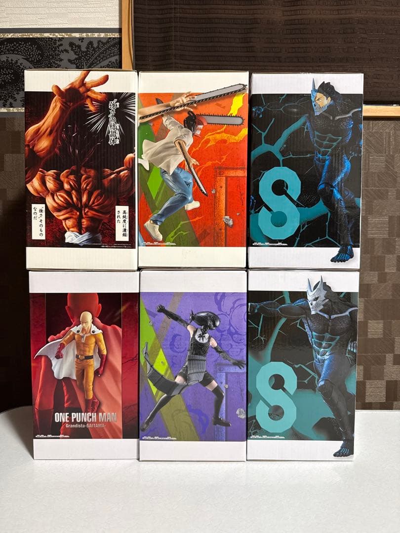 フィギュア ６点(チェンソーマン　ボム　ワンパンマン　範馬勇次郎　怪獣8号)