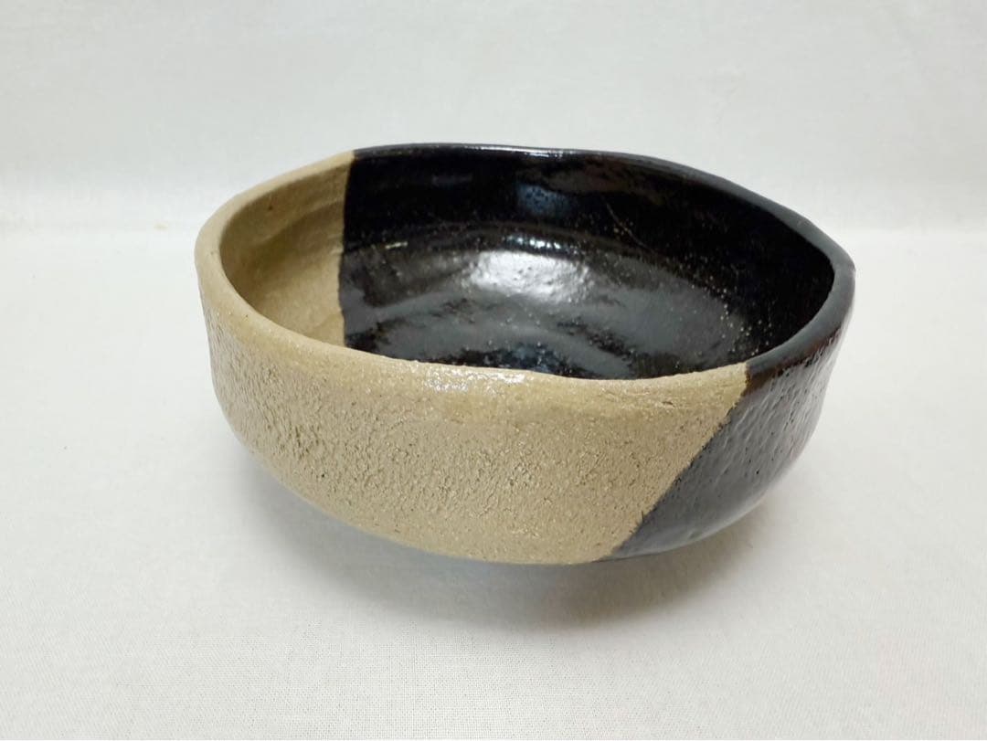 未使用 茶道具 伊東桂楽作 瓢箪柄 掛分 平茶碗 陶印 共箱