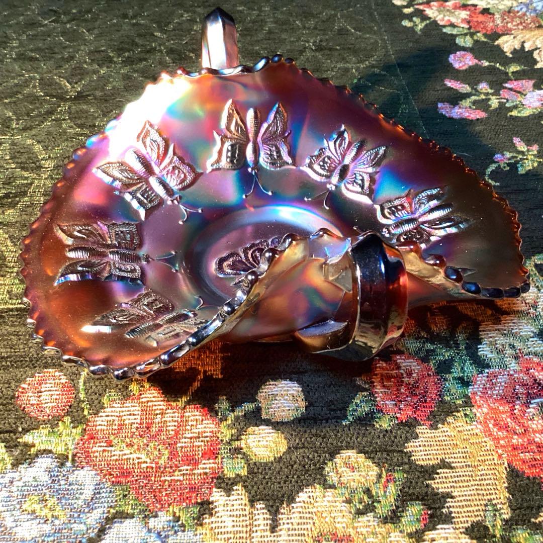 フェントン　バタフライ柄カーニバルグラス　ヴィンテージ