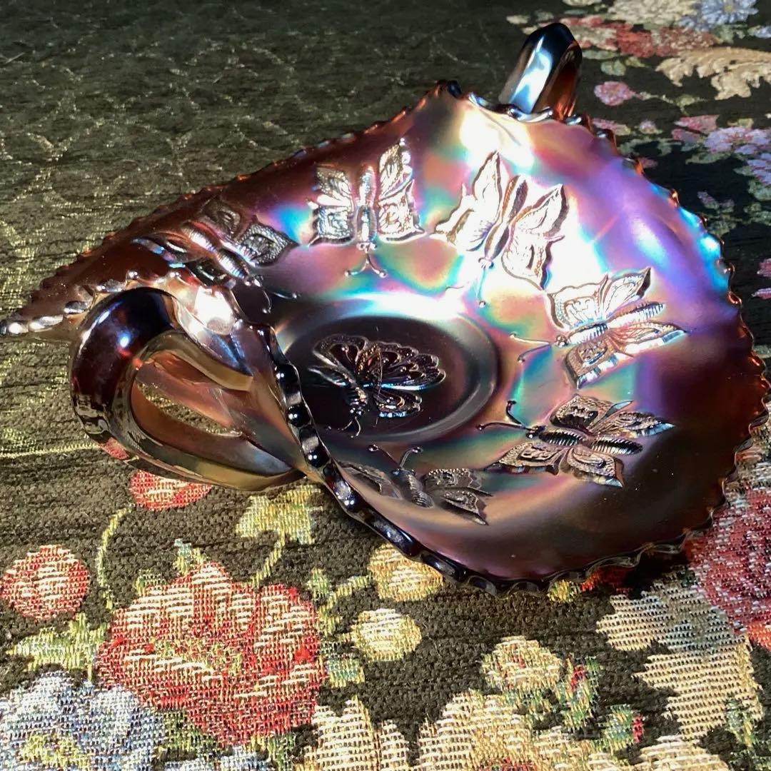 フェントン　バタフライ柄カーニバルグラス　ヴィンテージ