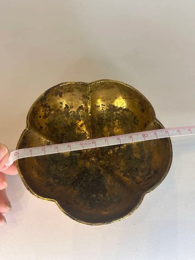 中国古董 唐代 青銅製 鎏金花口鉢