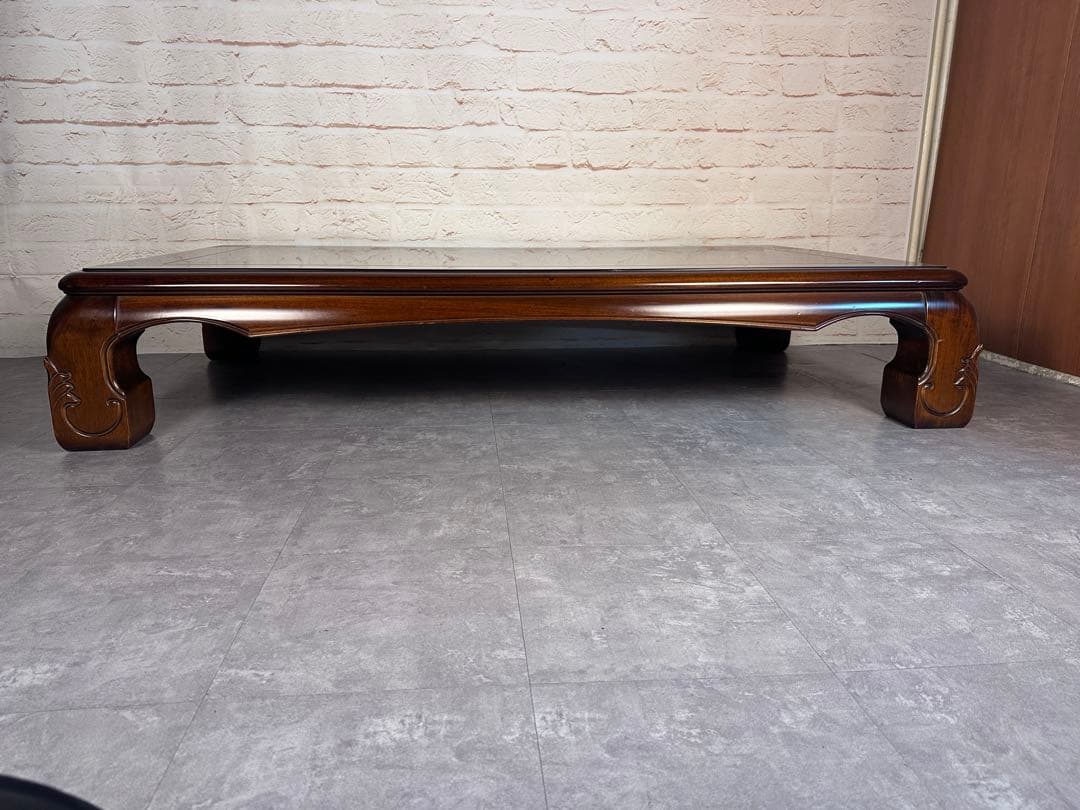 【IDC大塚家具】大型 座卓 無垢調 重厚 木製 和モダン 高級座卓