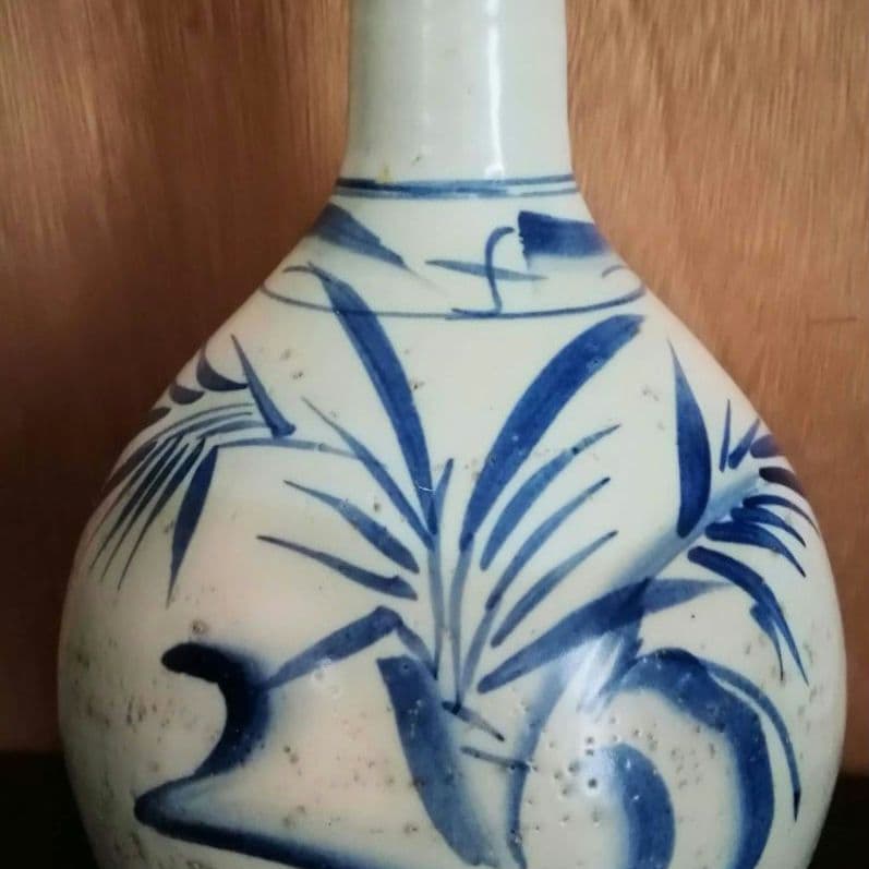 古伊万里　大徳利　染付け　江戸　明治　和骨董　雨垂れが景色です