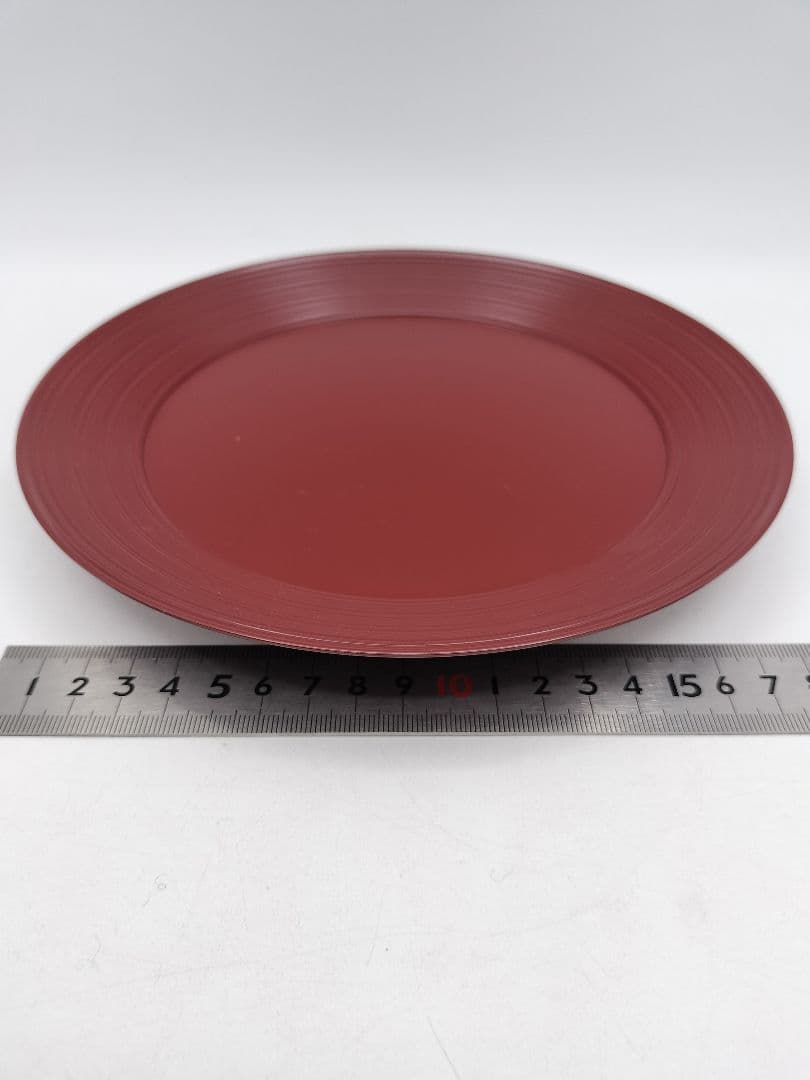 c905 銘々皿 臨済寺型 朱色　10枚セット　木箱 茶道具 古物