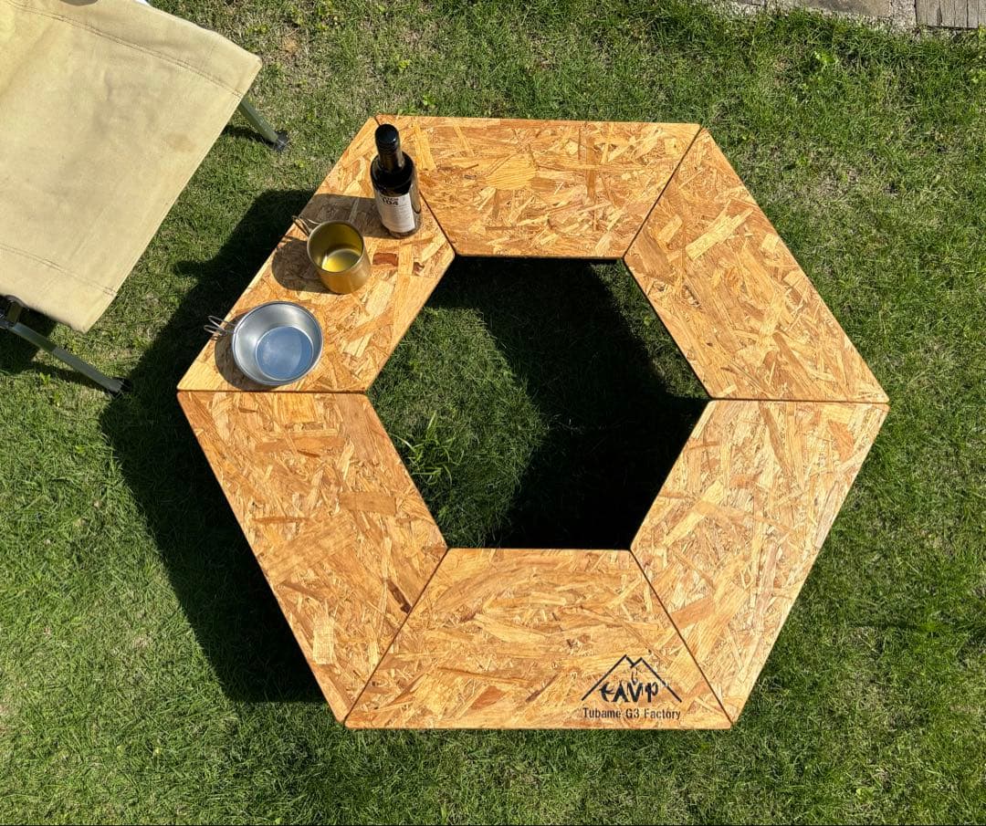 ヘキサテーブル50 センターテーブル付き　チークニス仕上げ　FHC60t