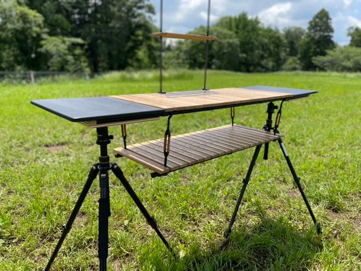 自作ミルポッドテーブル トライポッドテーブル キャンプBGO