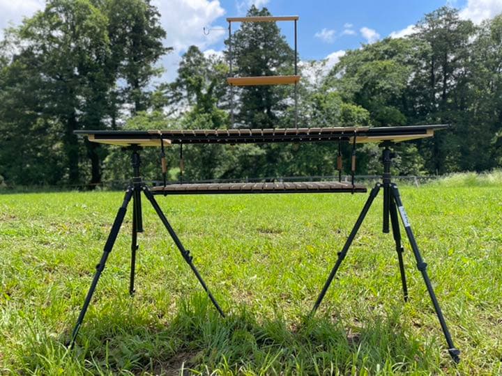 自作ミルポッドテーブル トライポッドテーブル キャンプBGO