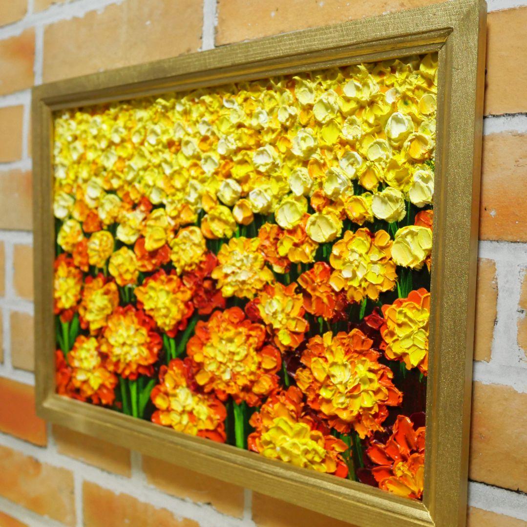 油絵 絵画 マリーゴールド【A4】