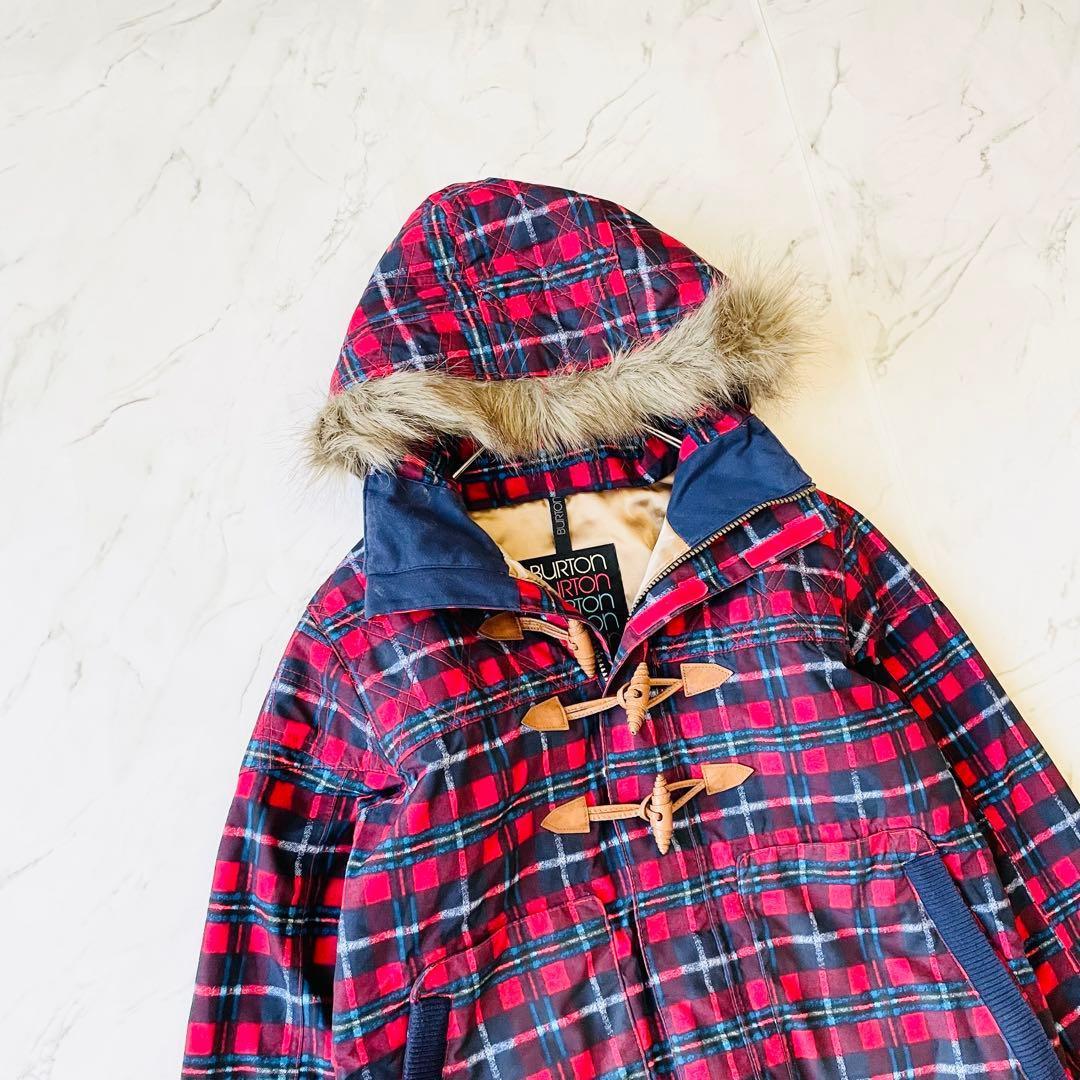 4340 バートン スノボウェア ジャケット チェック柄 ポーチ付き ダッフル風