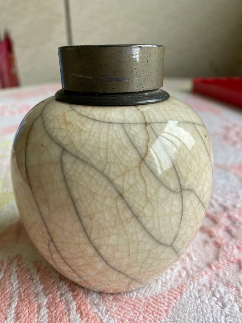 茶入　茶器　茶入れ　煎茶道具　骨董　茶道具　錫蓋