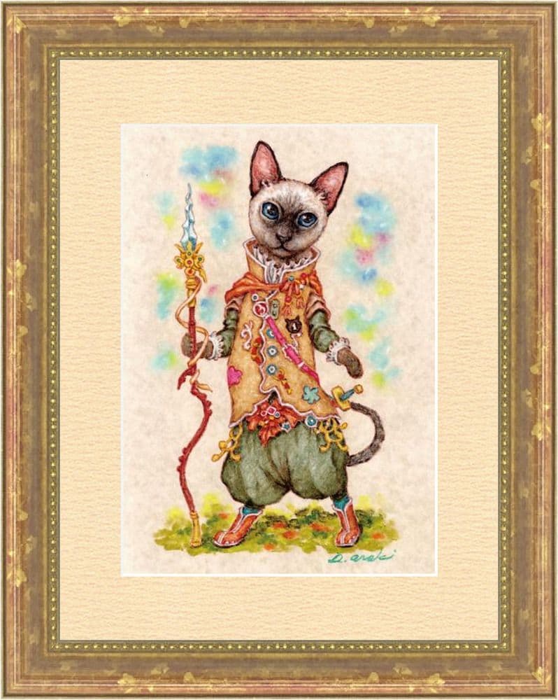 【原画】『シャムタヤ卿』(猫　絵画　パステル画)