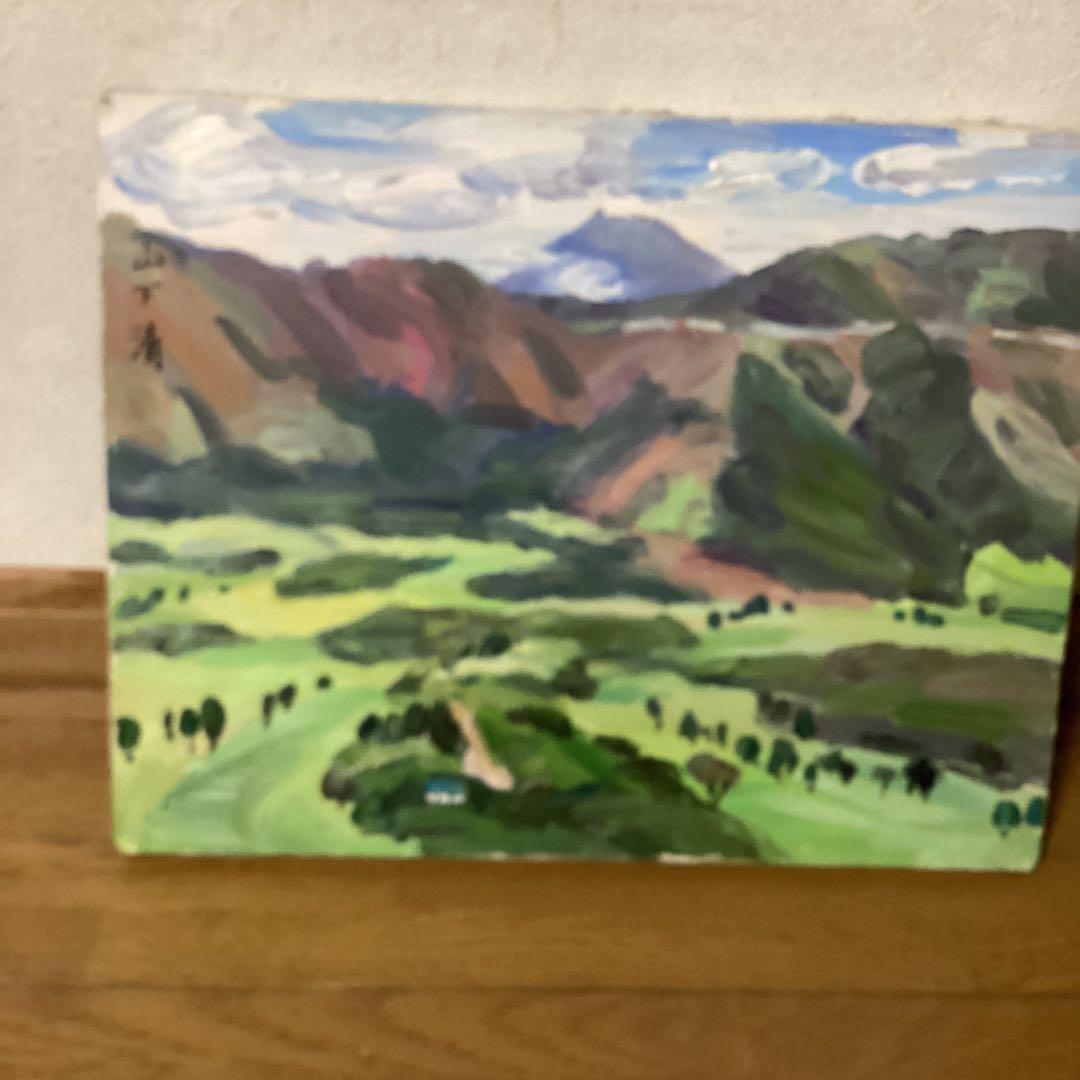 模写　山下清　油彩風景画　キャンバスのみ　キャンバス裏寄贈作品サイン在　肉筆画