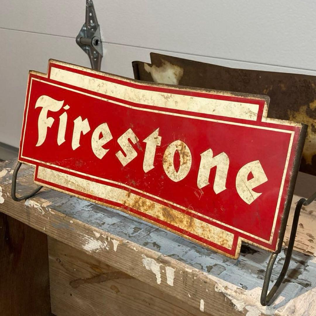 アンティーク雑貨 Vintage 1950s Firestone Tire Sign Stand