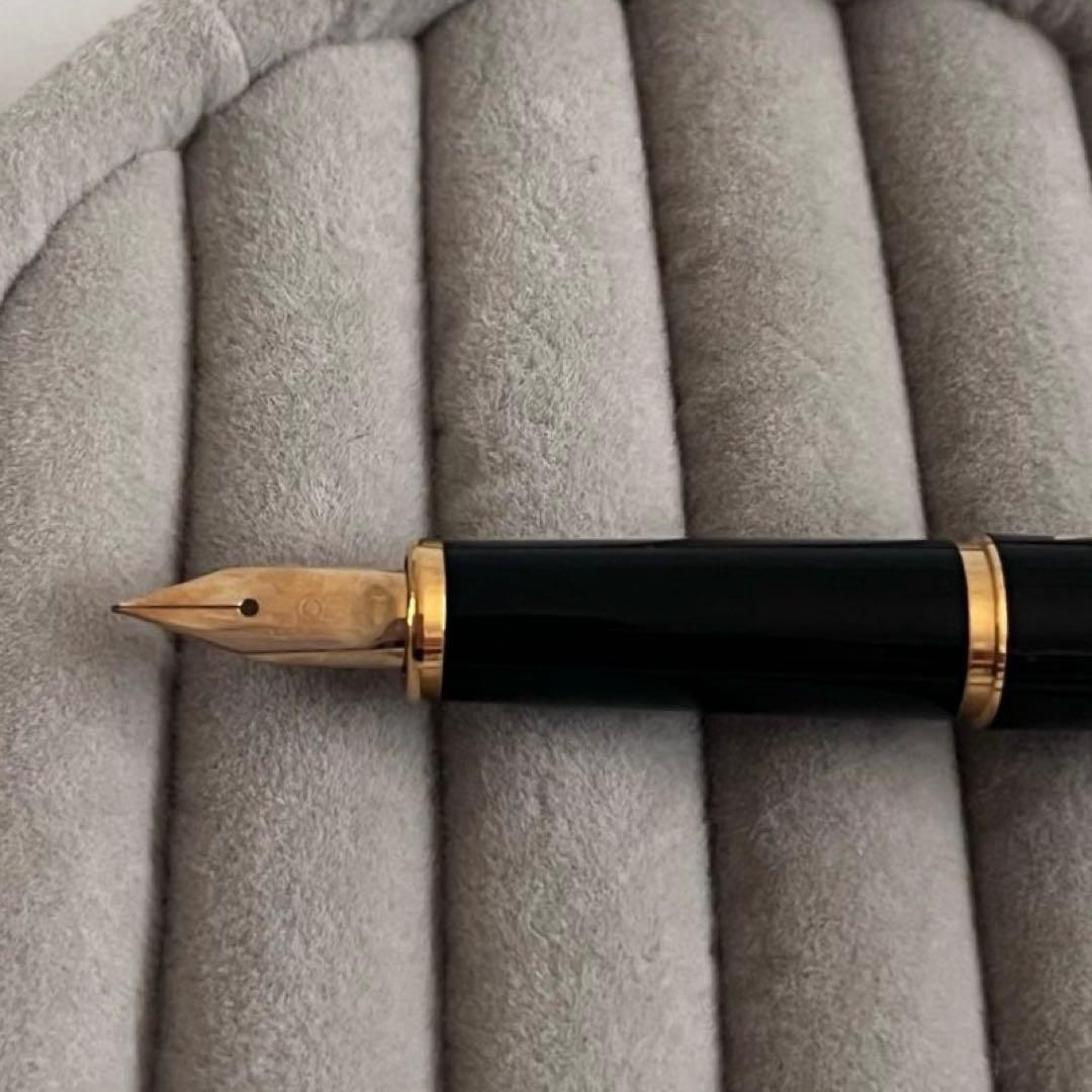 美品　PLATINUM プラチナ 万年筆 14K 桜 蒔絵風 ブラック ゴールド