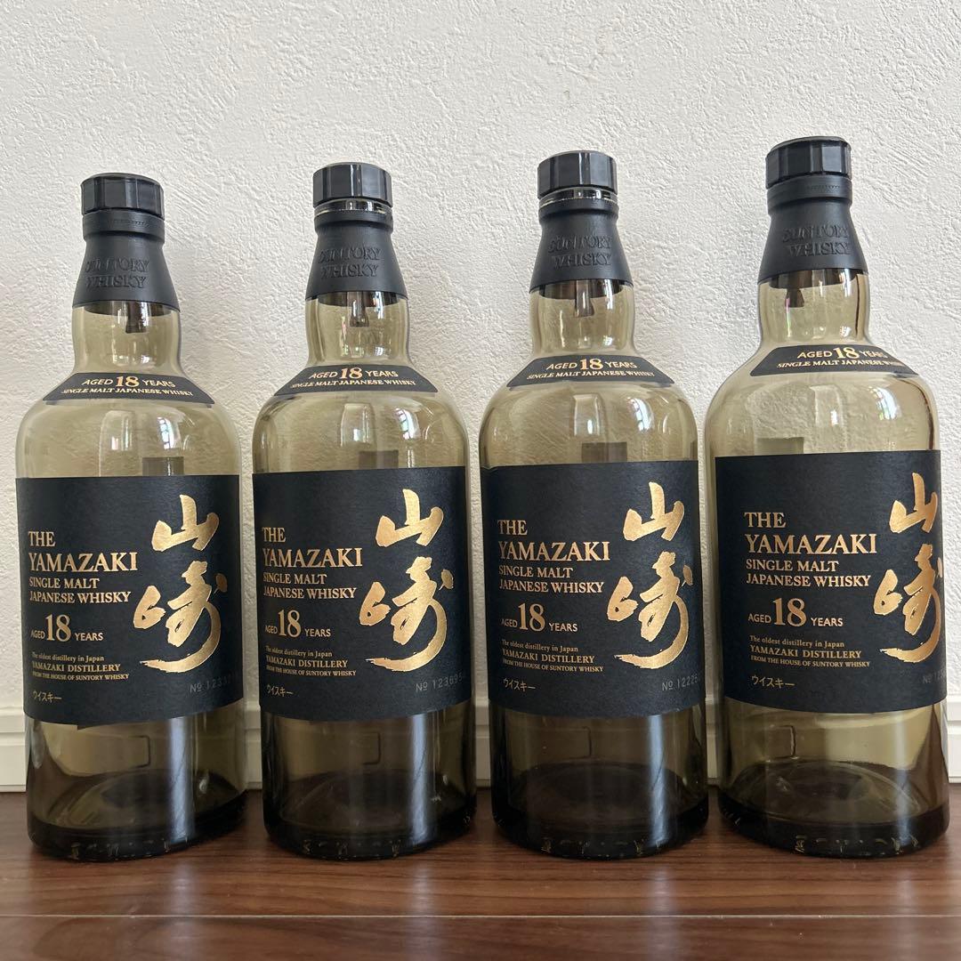 山崎18年 空瓶 未洗浄　4本　サントリー 響21年 空瓶 未洗浄　2本
