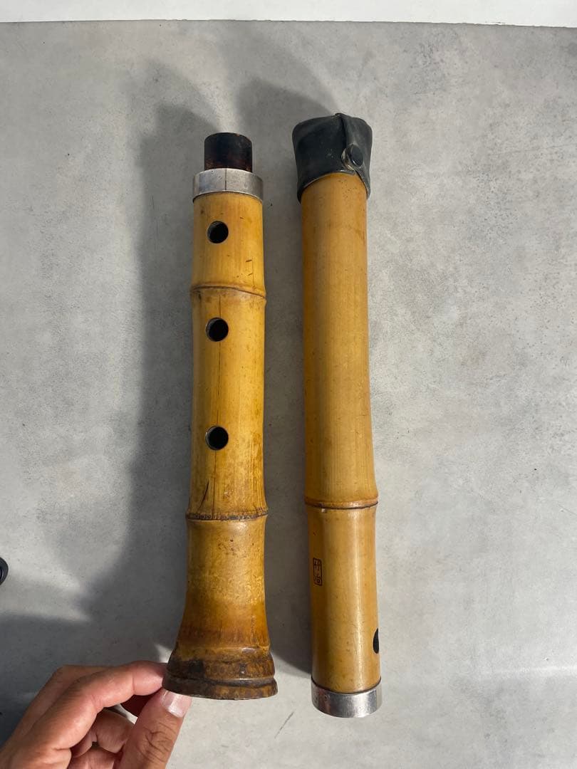 尺八 琴古流 竹治 在銘 1尺8寸管 銀巻 中継ぎ 緩みなし 音出し確認済み