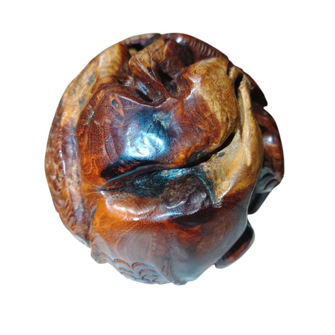 木製　龍の根付　キセル　細密彫刻