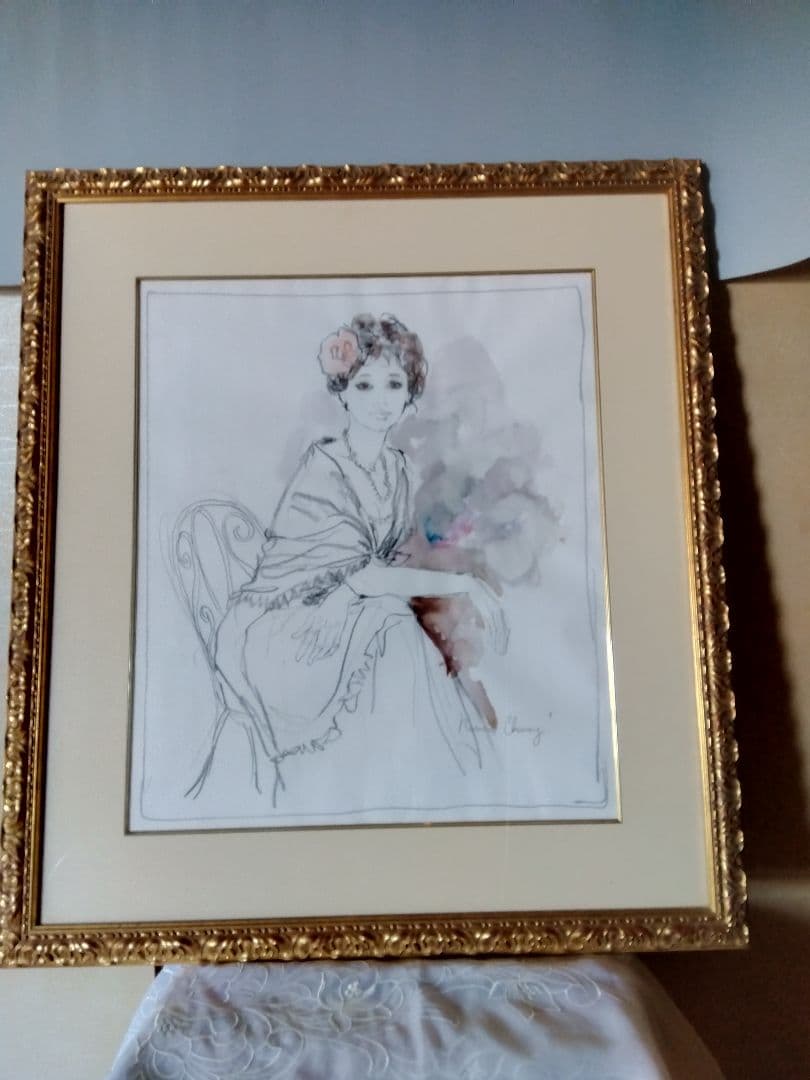 【ベルナール・シャロワ】　デッサン・アールヌーボー風 女性肖像画