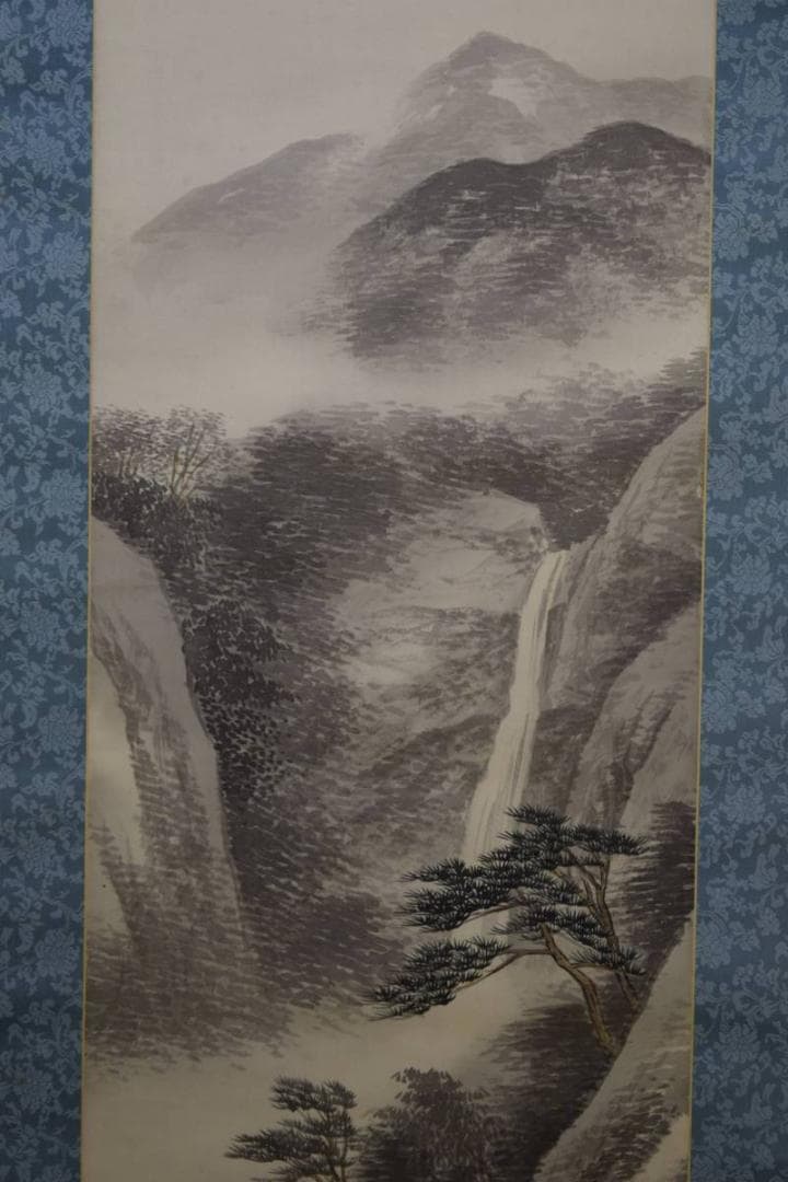 真作/水田硯山/夏山過雨図/桐共箱二重箱付/布袋屋掛軸HD-964