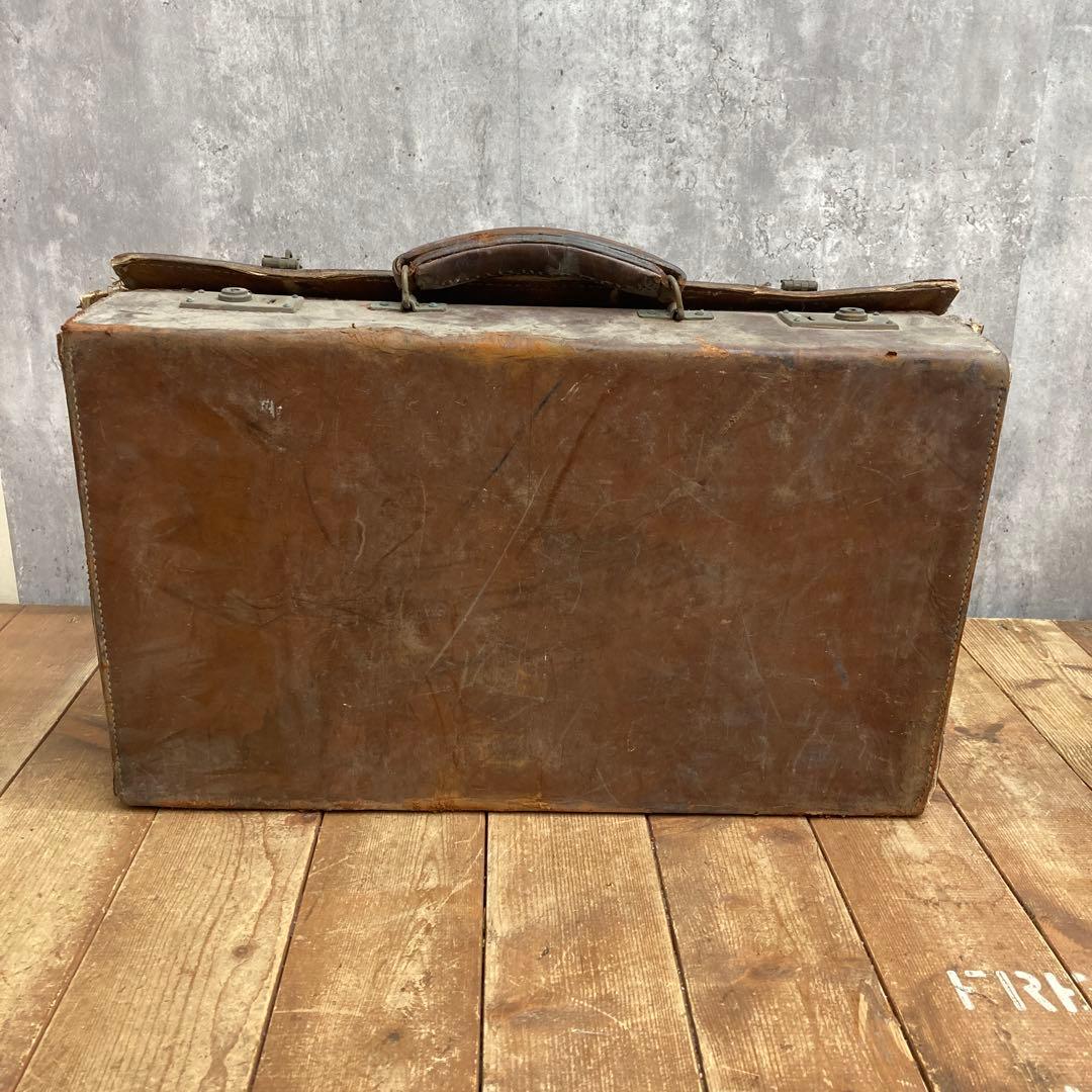 A-1 【激レア・味出し】ヴィンテージ レザーアンティークトランク / 昭和レト