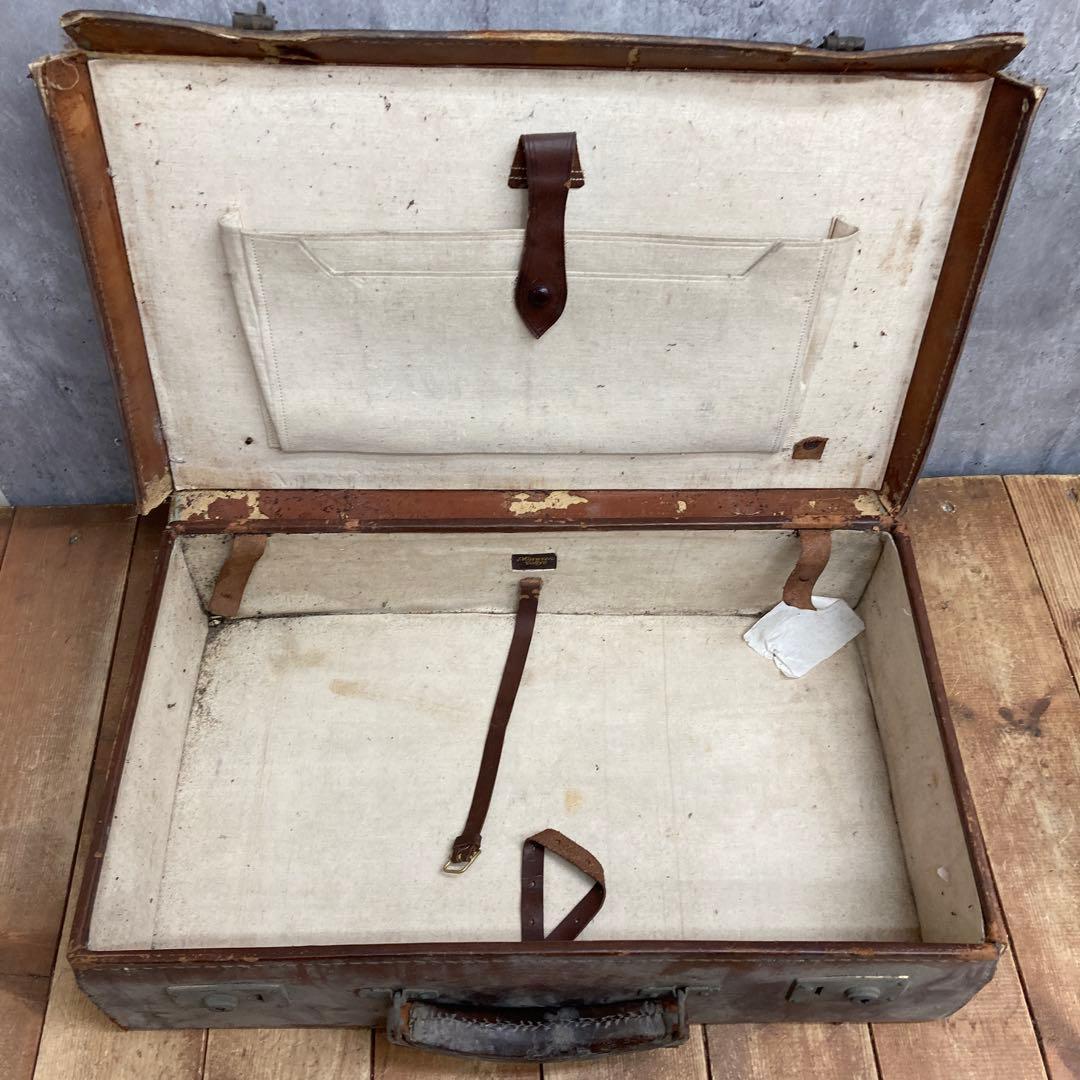 A-1 【激レア・味出し】ヴィンテージ レザーアンティークトランク / 昭和レト