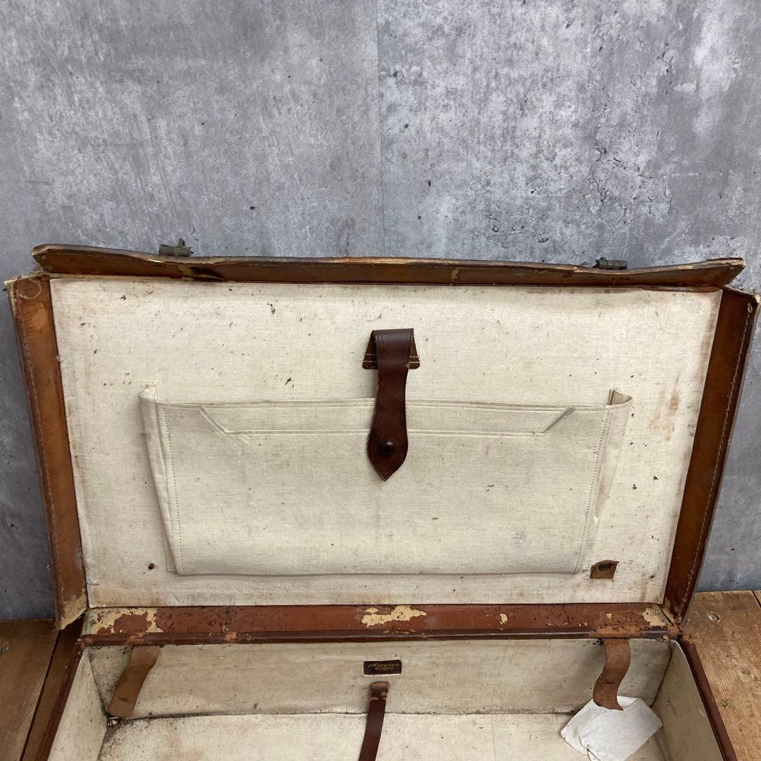 A-1 【激レア・味出し】ヴィンテージ レザーアンティークトランク / 昭和レト