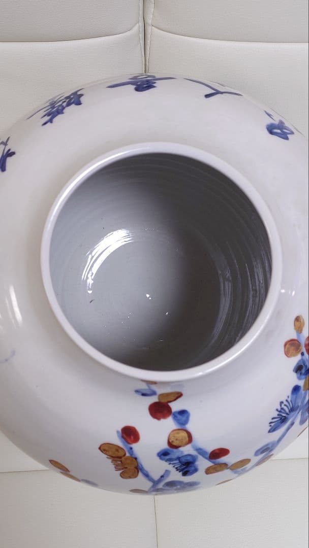 人間国宝篠田義一作 金彩梅花良寛詩花瓶 木箱付き