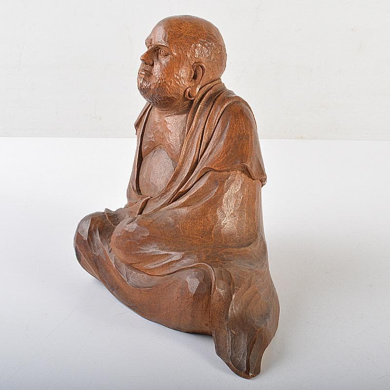 仏教美術　木彫　達磨像　仏像　置物　在銘　V　R7332