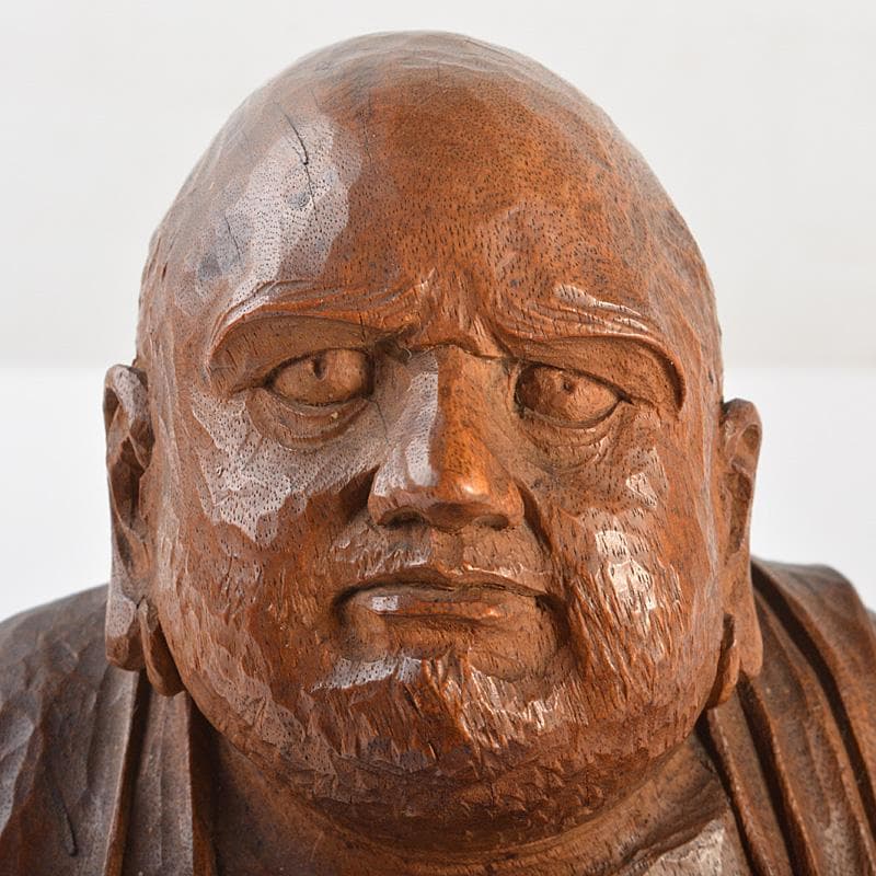 仏教美術　木彫　達磨像　仏像　置物　在銘　V　R7332