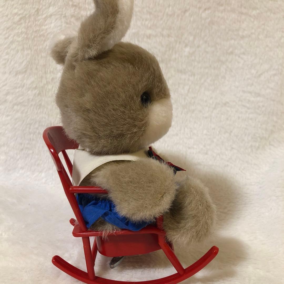 昭和レトロ【セキグチ】オルゴール　首振り　うさぎ　ぬいぐるみ　ロッキンチェアー