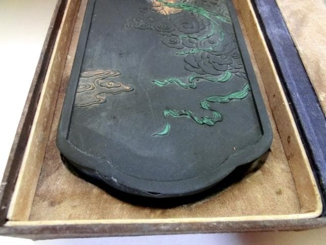 墨■中国墨【嫦娥奔月】天女様 花唐草 古墨 唐墨 書道道具 時代物 高級品銘墨■