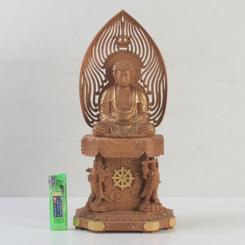 江戸(倉庫)　仏教美術　桧彫刻　大日如来像　仏像　置物　V　9312