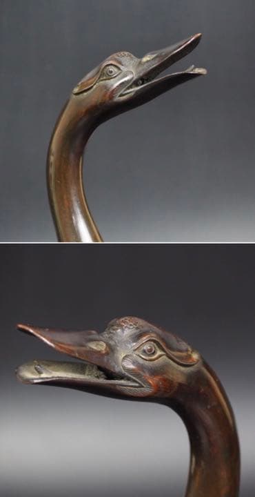 送料無料旧家蔵出 18-19世紀 銅製鴨形香炉/鴨子香薫　真作保証