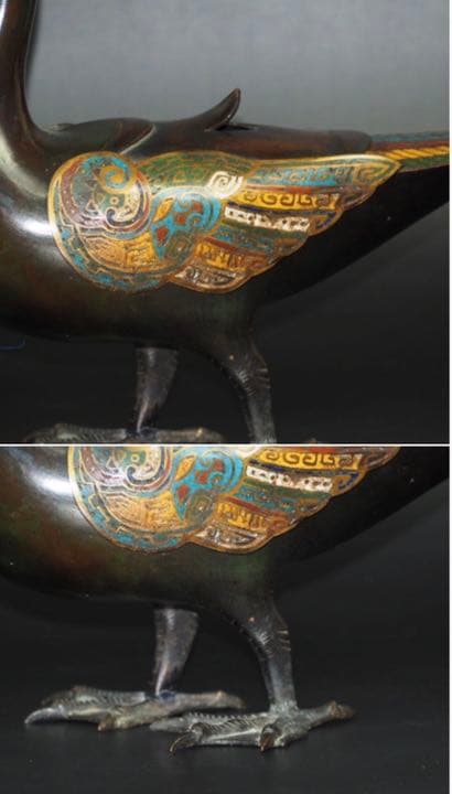 送料無料旧家蔵出 18-19世紀 銅製鴨形香炉/鴨子香薫　真作保証