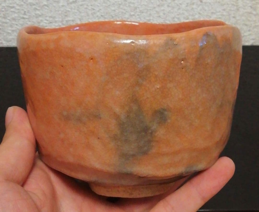 益州書付　永興紹道作　政所窯　銘『義上』　赤楽　茶碗　共箱　茶道具