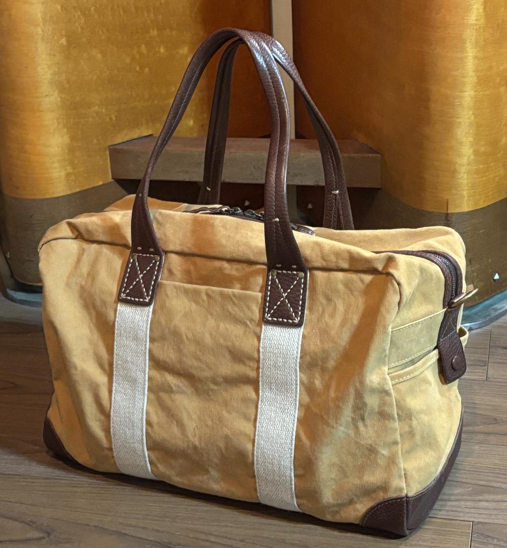 ＜genten（ゲンテン）＞　ボストンバッグ　キャンバス＆レザー　ショルダー紐付