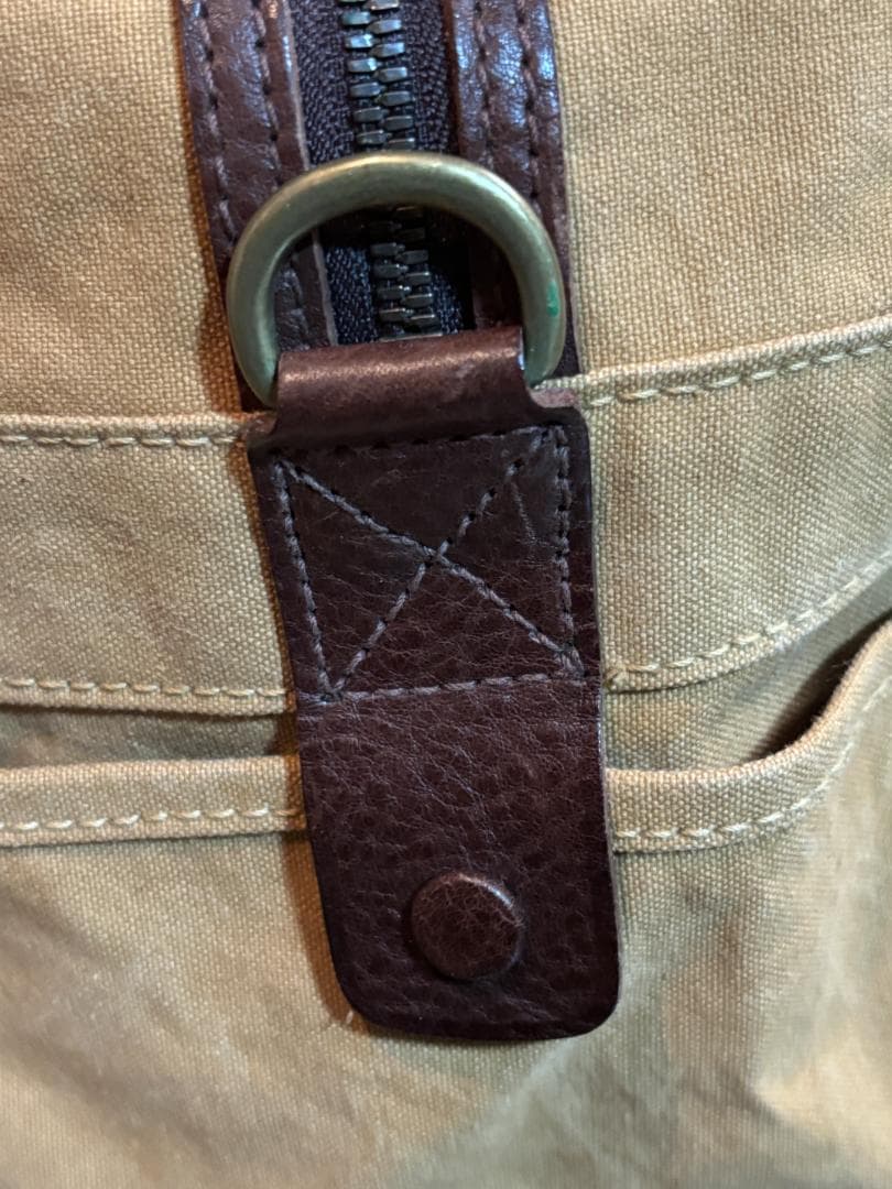 ＜genten（ゲンテン）＞　ボストンバッグ　キャンバス＆レザー　ショルダー紐付